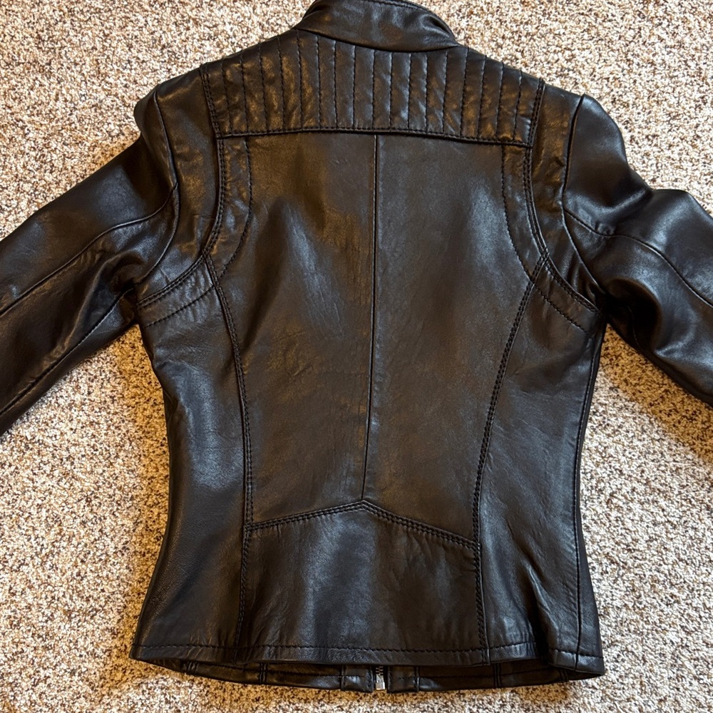 Michael Kors Black Leather Jacket for Women - Picture 6 of 9